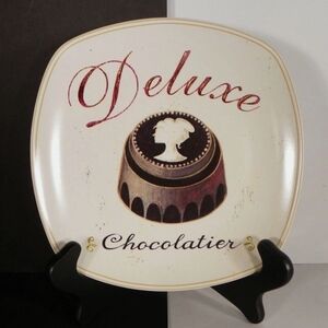 🎄SAKURA Angela Staehling " Deluxe Chocolatier " Stoneware 8" sq. Dessert Plate.